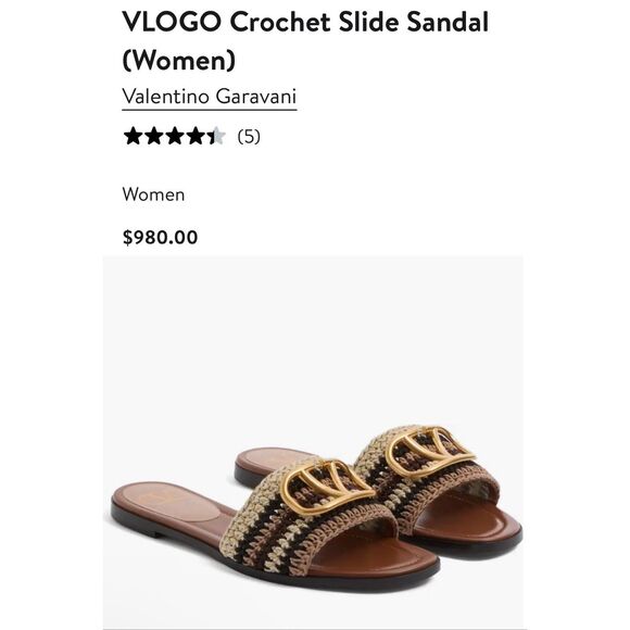 Valentino Garavani Slide Crochet Sandal Ivory Multi Size 8US 38EU Open Toe $980 - Picture 10 of 10